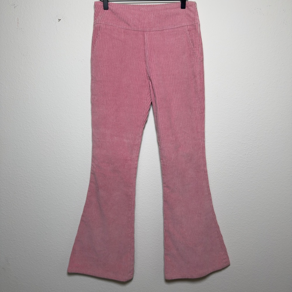 Philo New York Women Cotton‎ Corduroy Pants Medium Pink Flare Leg High Rise